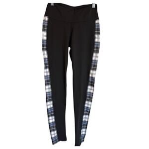 Vermont Flannel Co. Organic Cotton Black & Blue Flannel Leggings XS  NWT